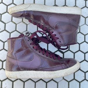 Limited Edition Nike Blazers - Burgundy snakeskin